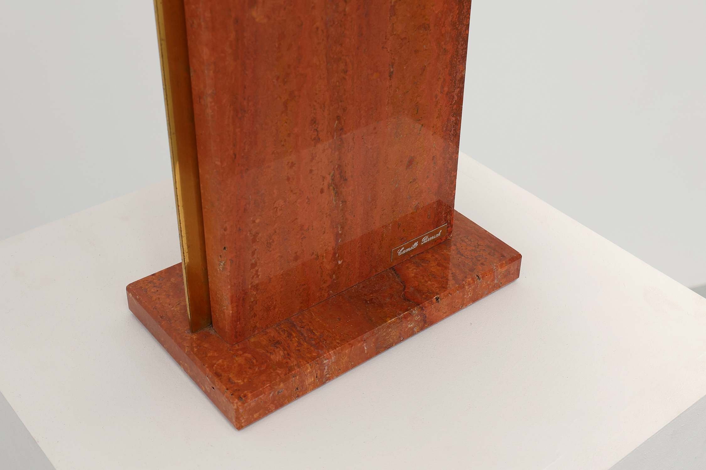 Vintage red marble table lamp by Camille Breesch in Hollywood regency stylethumbnail